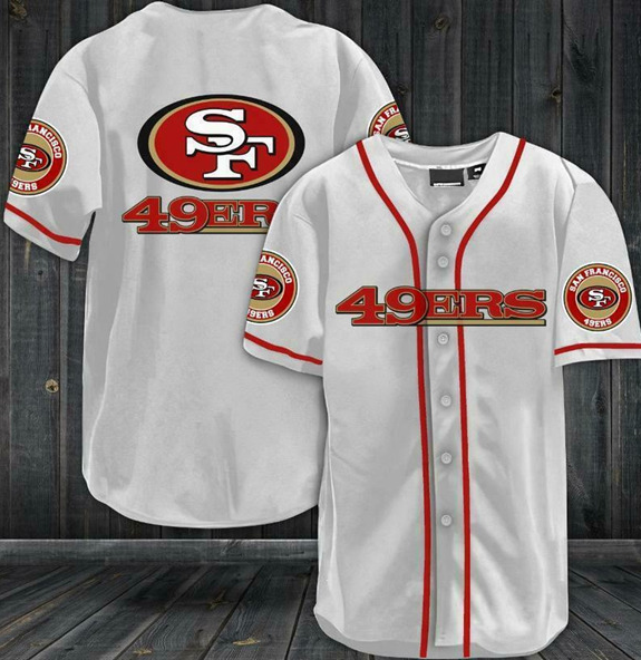 Men's White San Francisco 49ers Baseball Stitched Jersey Shirt
